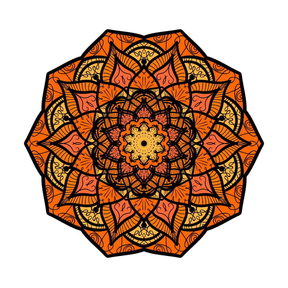 Vibrant Orange Mandala by Marika Barsrsind — canvas wall art