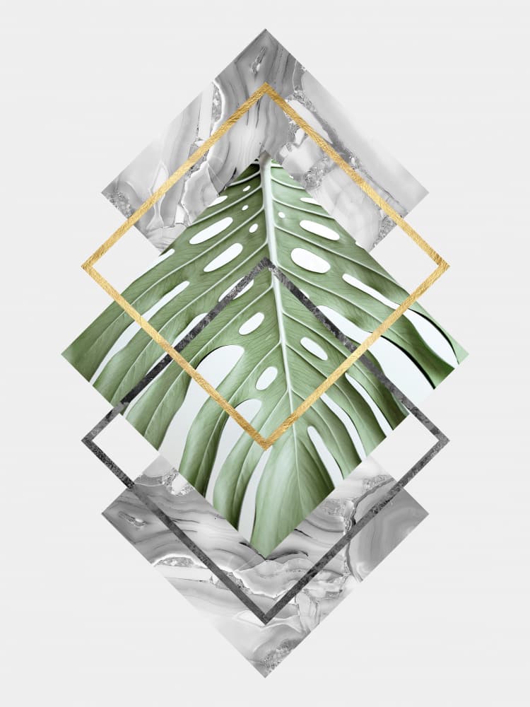 Monstera Marble Gold by Vitor Costa — canvas wall art