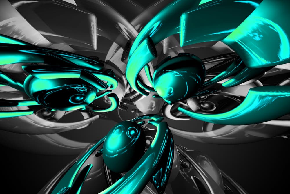 Futuristic Teal Abstraction by Rafal Kulik — canvas wall art