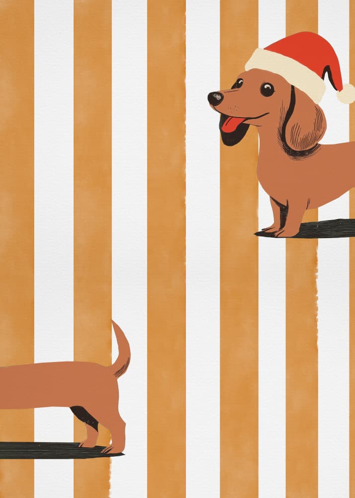 Cute Christmas Dachshunds by Pictufy Studio — canvas wall art