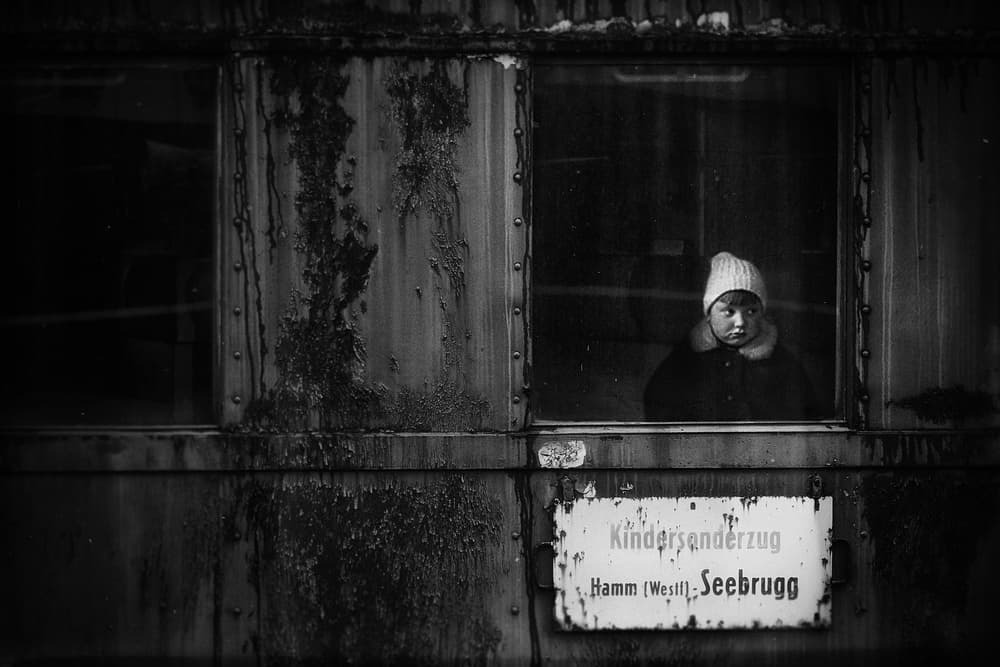 Pensive Child Train Journey by Holger Droste — canvas wall art