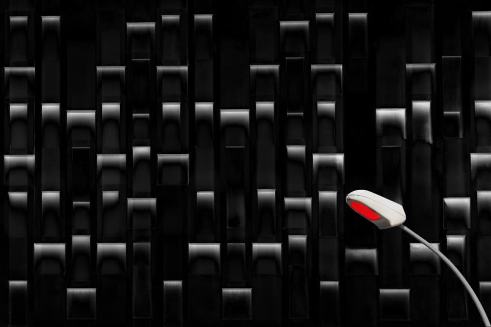 Modern Red Lamp by Hans-Wolfgang Hawerkamp — canvas wall art
