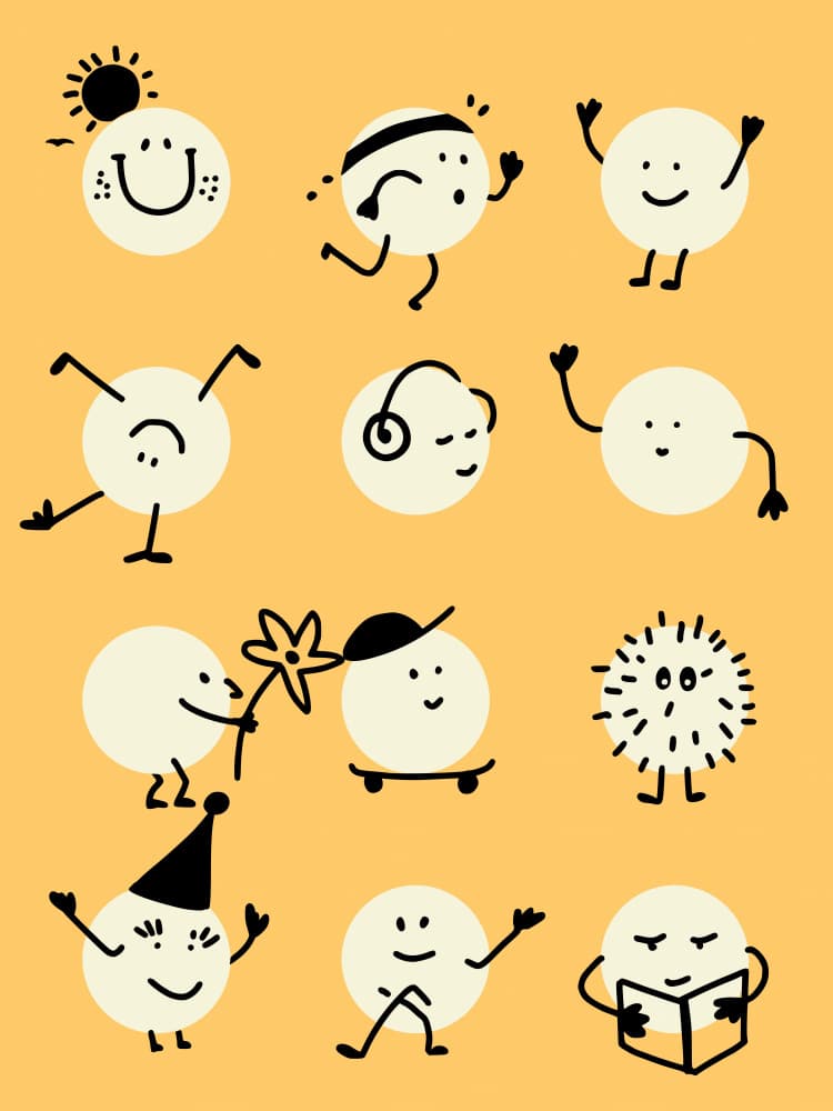 Happy Doodle Characters by Annick — canvas wall art