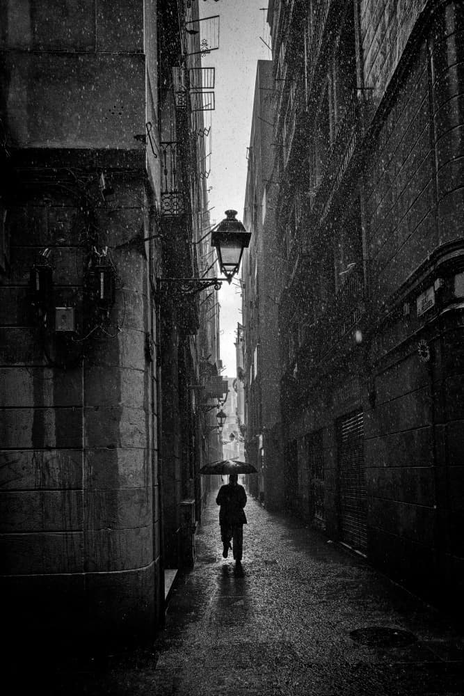 Rainy City Alley by Milan Uhrin  AFIAP AZSF — canvas wall art
