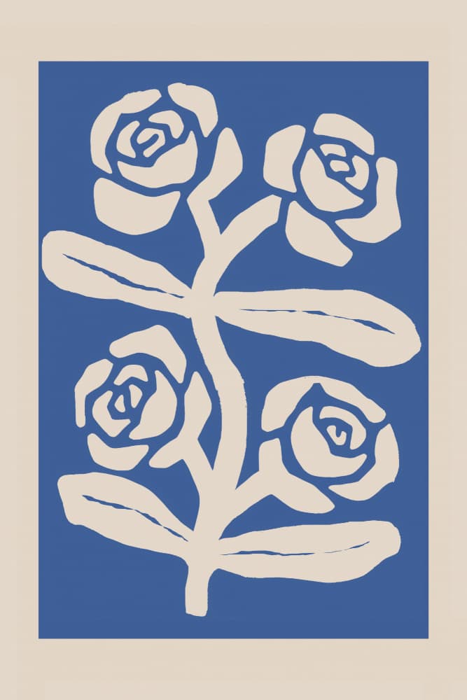 Cutout Blue Roses by Melloi Art Prints — canvas wall art
