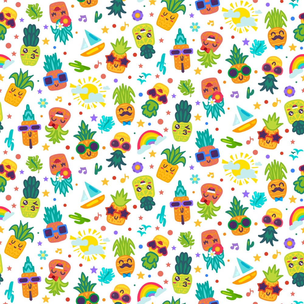 Happy Pineapple Summer Pattern by Marika Barsrsind — canvas wall art