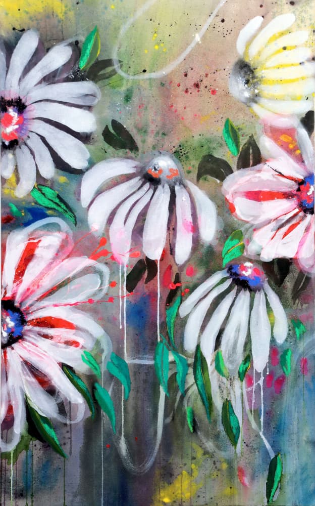 Vibrant Abstract Flowers by POOVI ART — canvas wall art