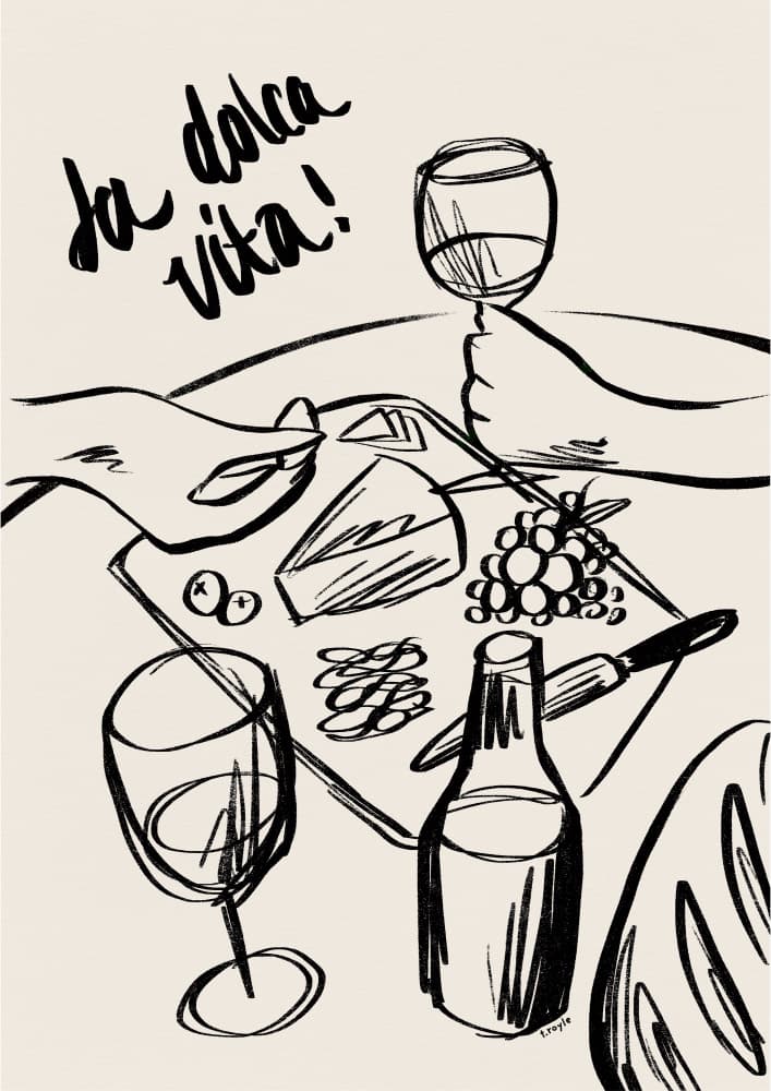 La Dolce Vita Wine by Tara Royle — canvas wall art