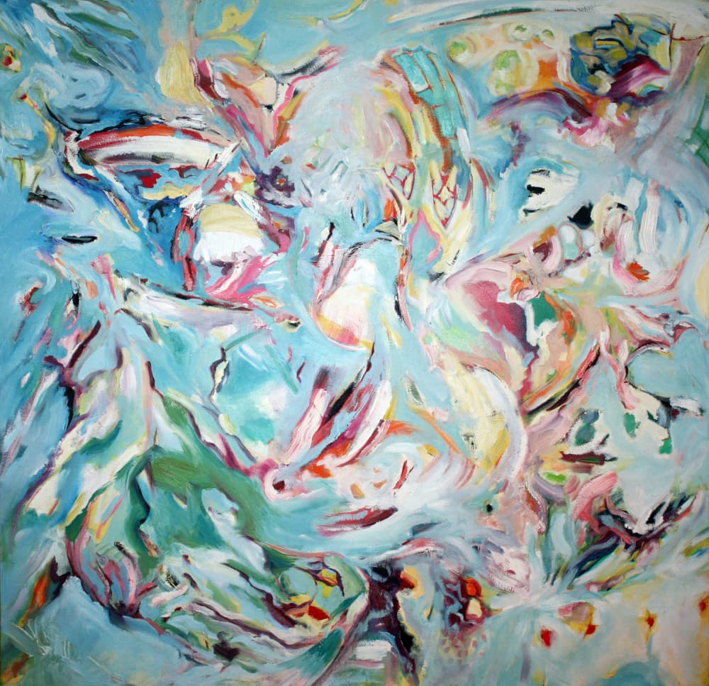 Fluid Blue Green Abstract by Marina Nelson — canvas wall art