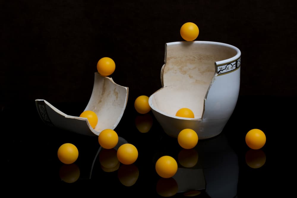 Broken Ceramic Yellow Balls by Brig Barkow — canvas wall art
