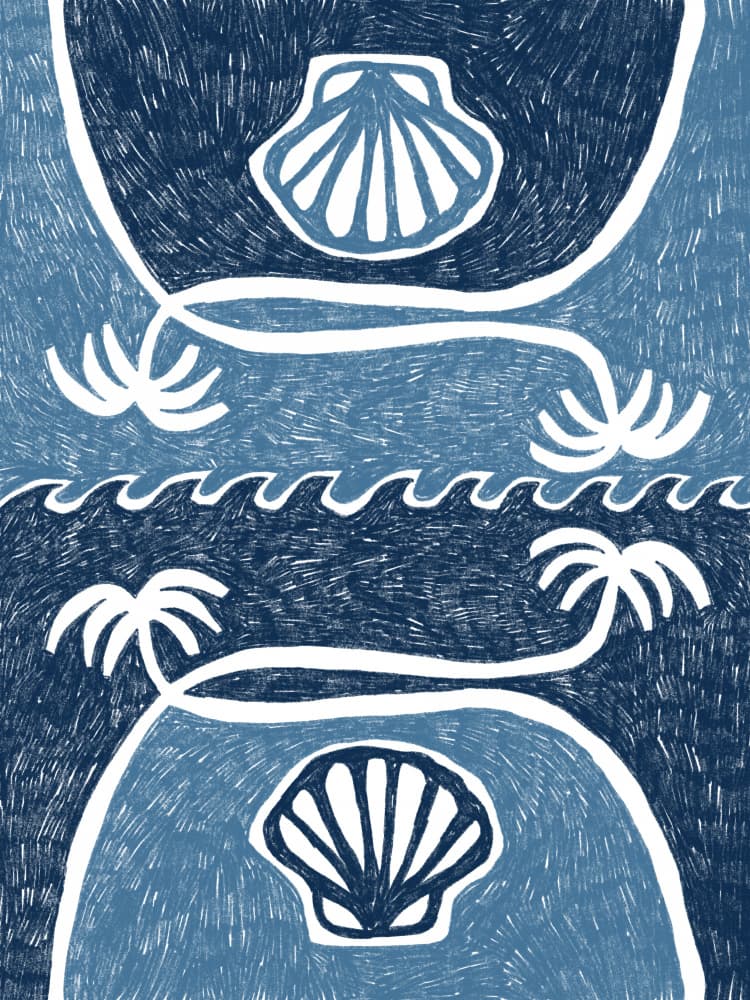 Tropical Seashell Horizon by Shatha Al Dafai — canvas wall art