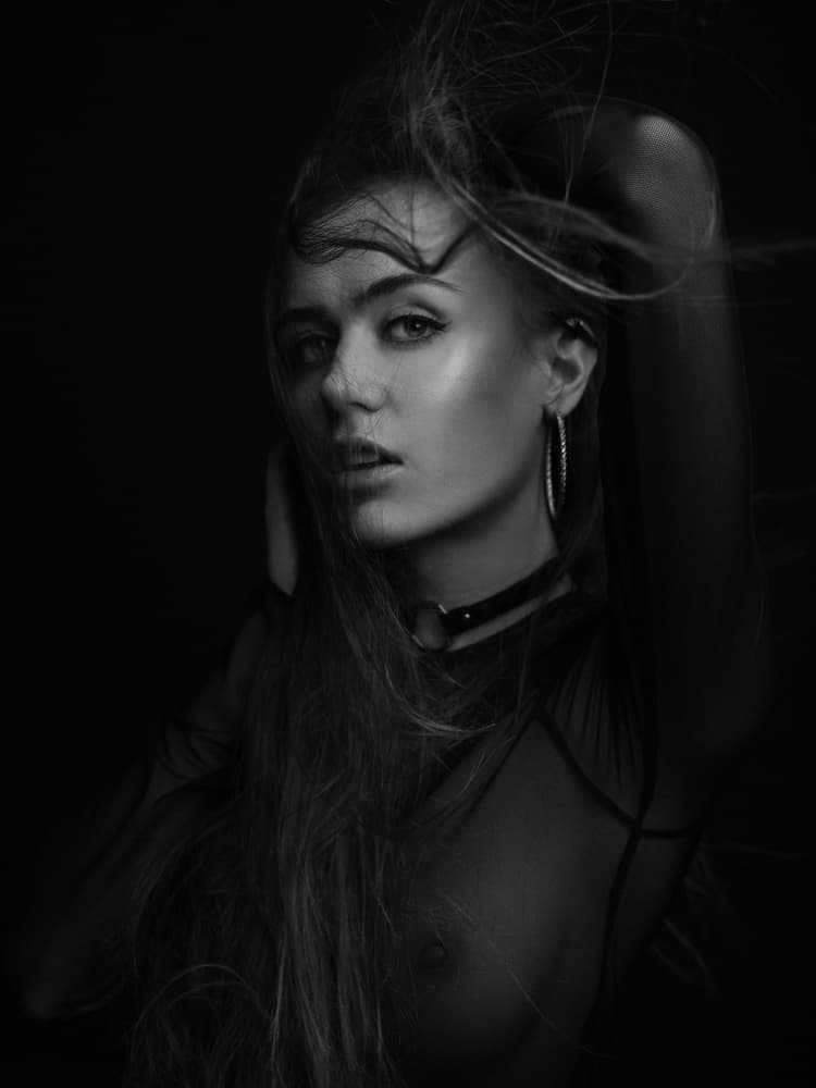 Intense Female Gaze by Martin Krystynek MQEP — canvas wall art