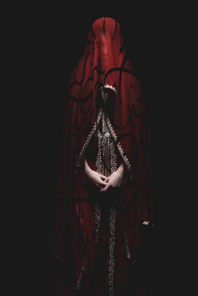 Veiled Woman in Red by Fatima Cherkaoui — canvas wall art