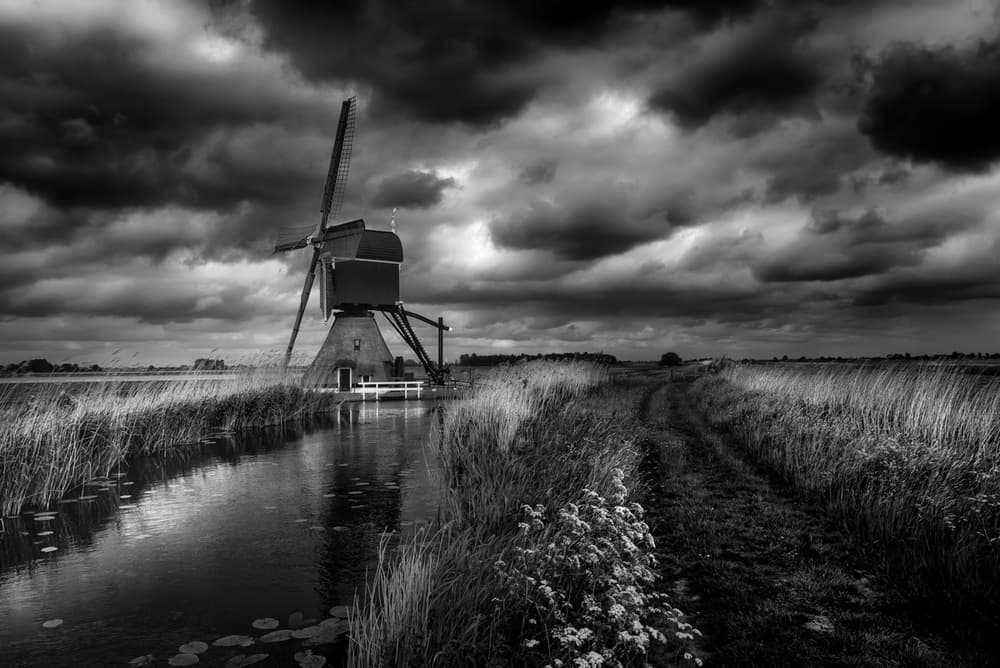 Stormy Windmill Landscape by Michiel Hageman — canvas wall art