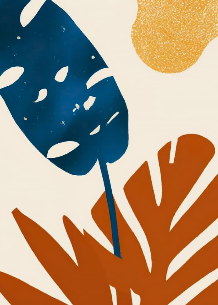 Blue Orange Botanical Shapes by Merel Takken — canvas wall art