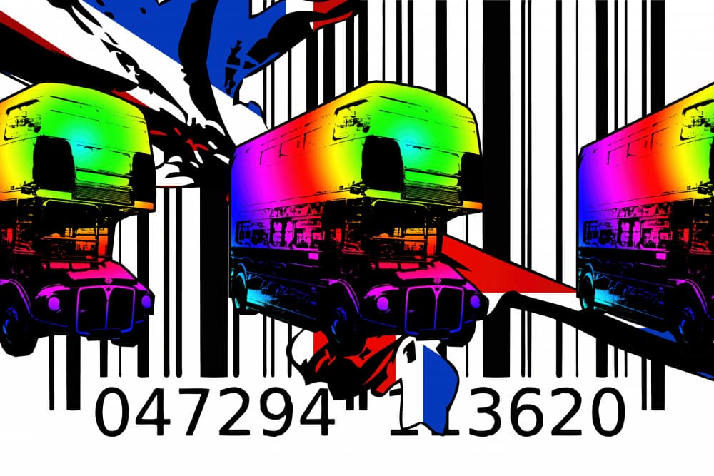Rainbow London Buses by Rafal Kulik — canvas wall art
