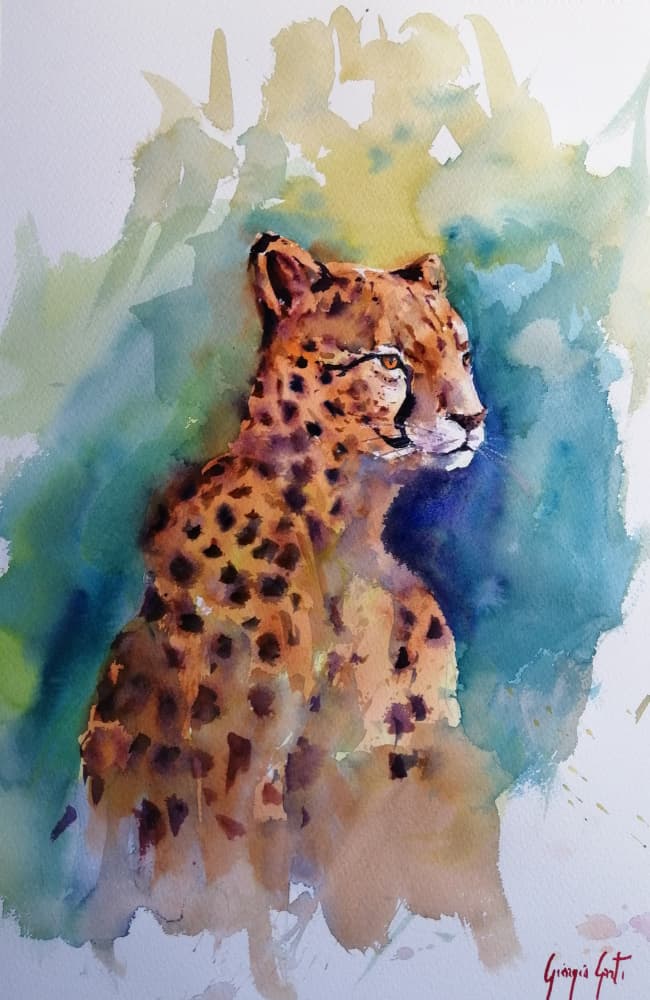 Majestic Watercolor Cheetah by Giorgio Gosti — canvas wall art