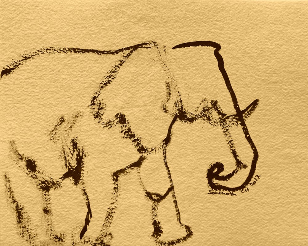 Minimalist Elephant Drawing by Santhosh ch — canvas wall art