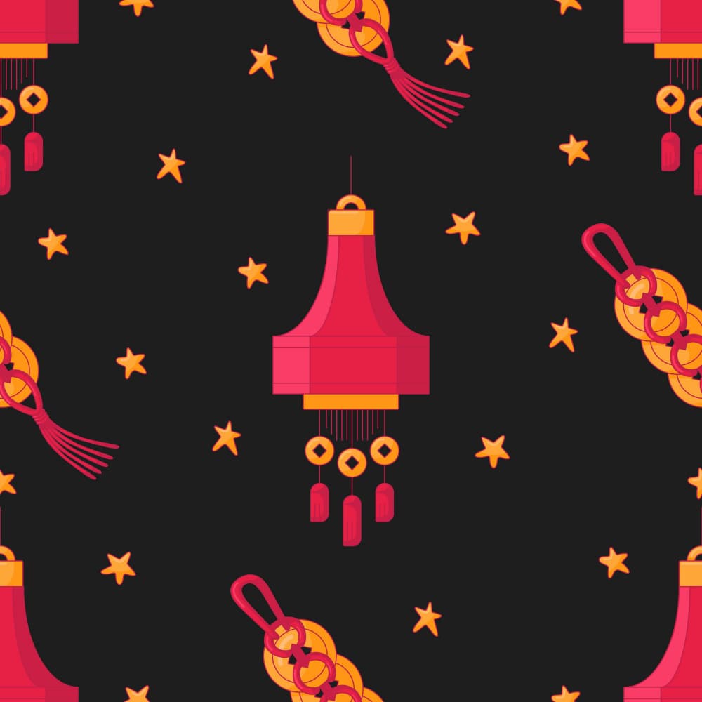 Chinese New Year Pattern by Marika Barsrsind — canvas wall art
