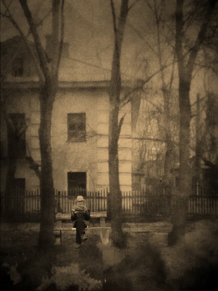 Solitary Child Bench by Evgenii Novichikhin — canvas wall art