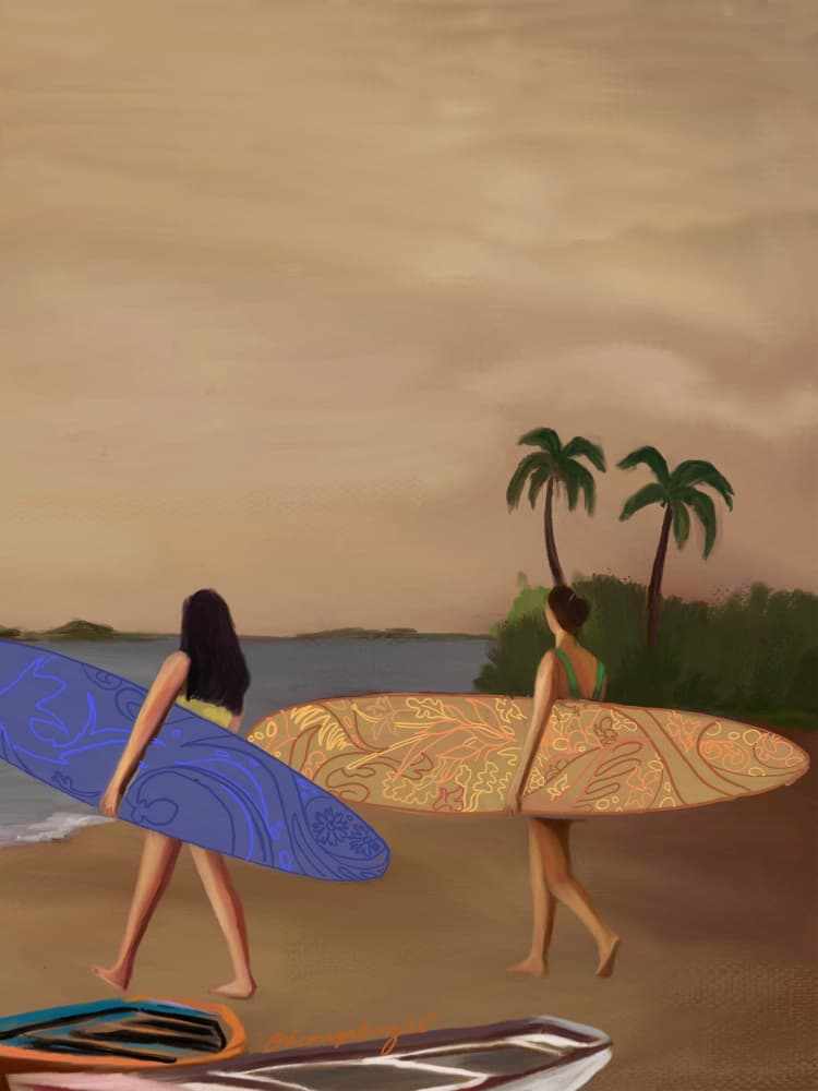Sunset Surf Stroll by Osheensgallery — canvas wall art