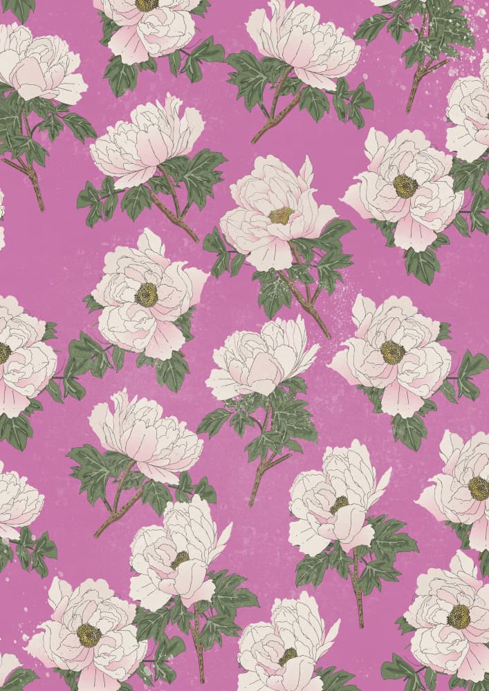 Vibrant Pink Peony Pattern by Nicholas — canvas wall art