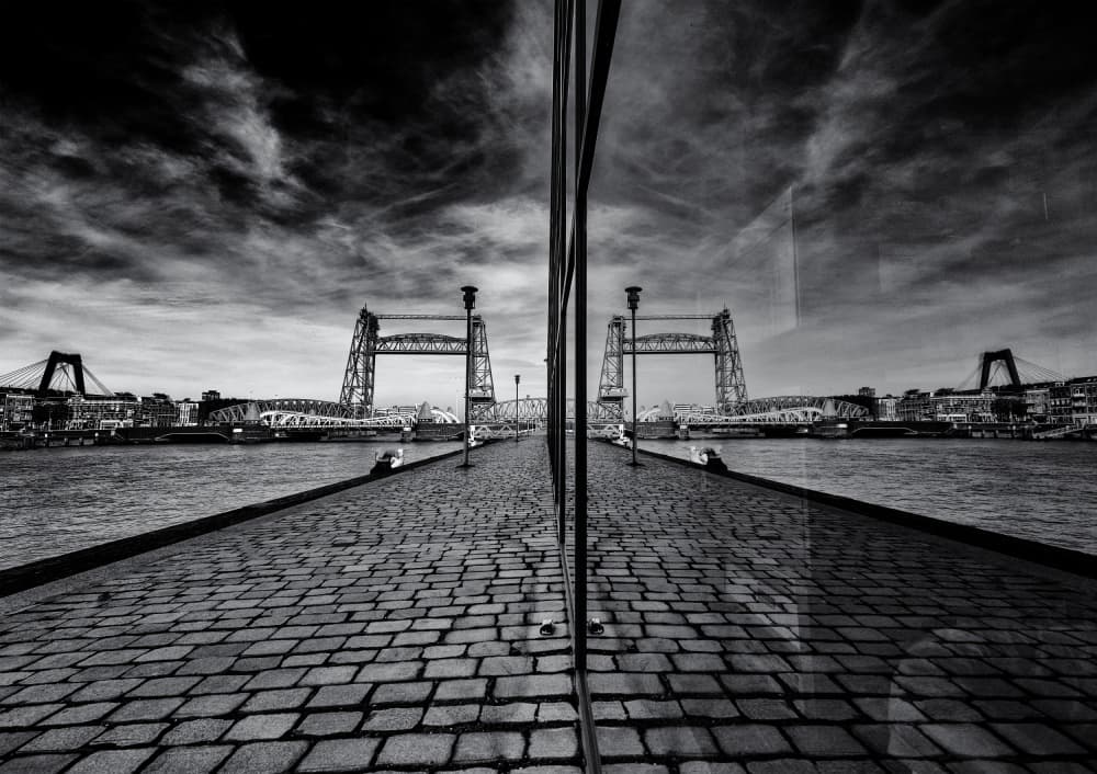 Dramatic Bridge City Reflection by Gerard Jonkman — canvas wall art