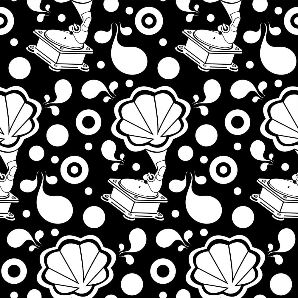 Retro Music Pattern by Marika Barsrsind — canvas wall art