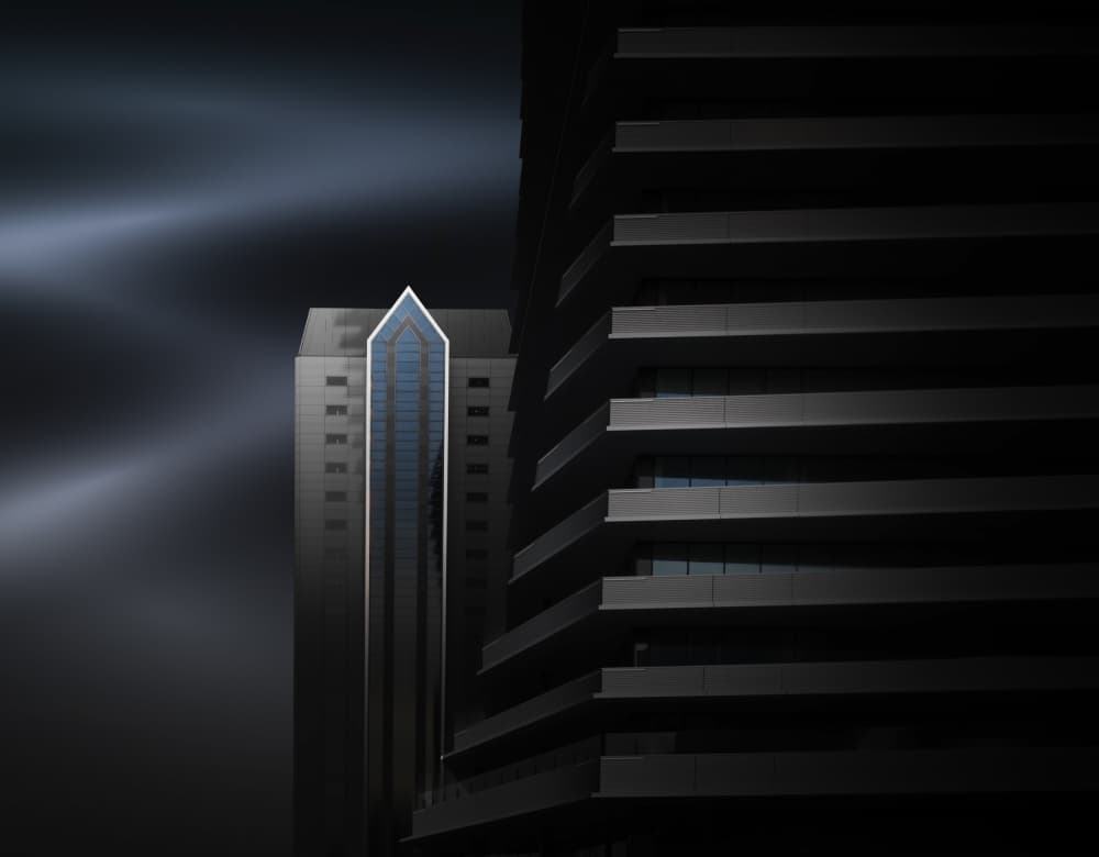 Sleek City Blue by Shuchuan Liu — canvas wall art