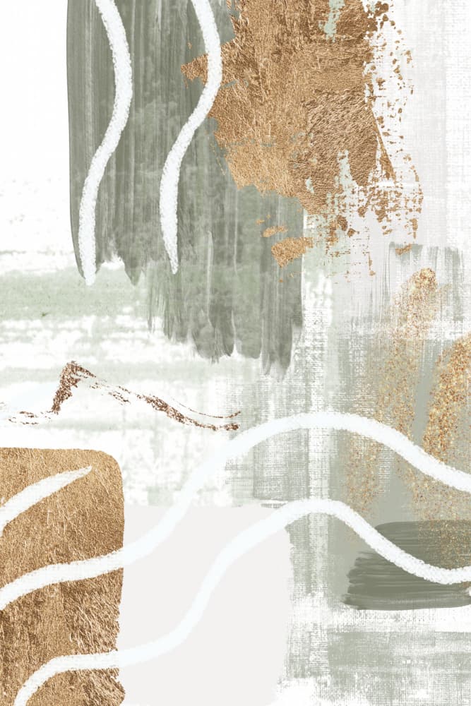 Modern Sage Gold Waves by Sally Ann Moss — canvas wall art