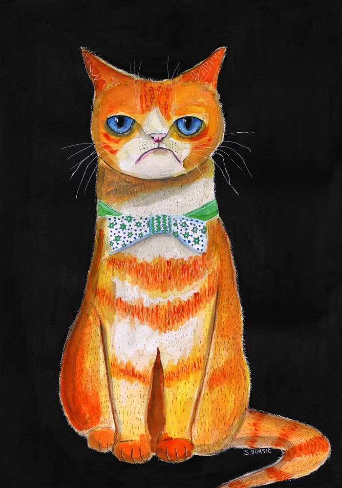 Grumpy Cat Bow Tie by Sharyn Bursic — canvas wall art