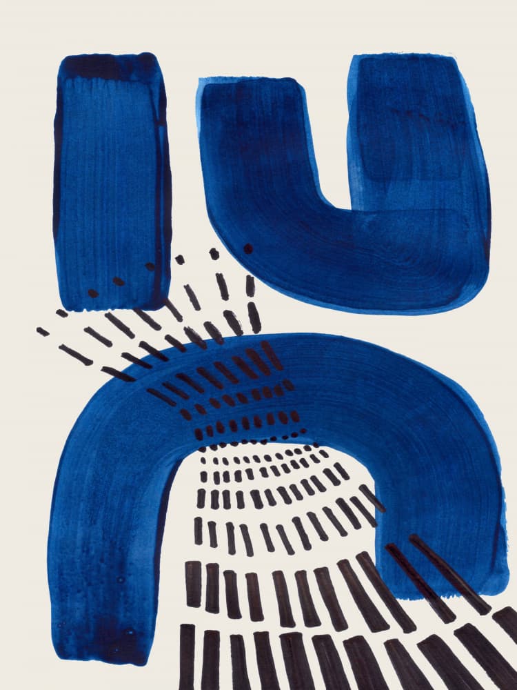 Geometric Blue Shapes by Ejaaz Haniff — canvas wall art
