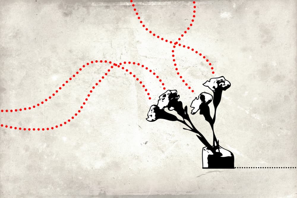 Red Dots Floral Vase by Rafal Kulik — canvas wall art