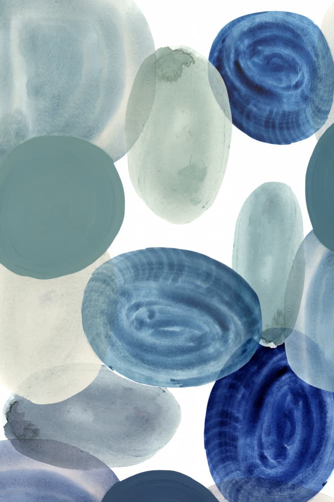Calm Blue Green Shapes by cartissi — canvas wall art