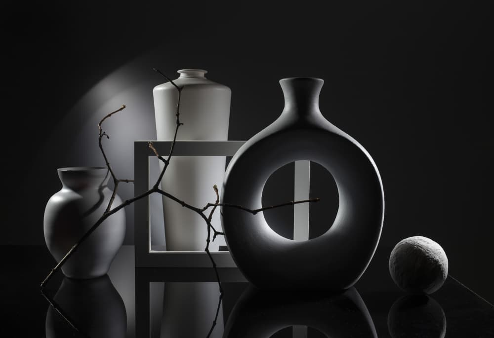 Elegant Monochrome Vases by Evgeniy Popov — canvas wall art