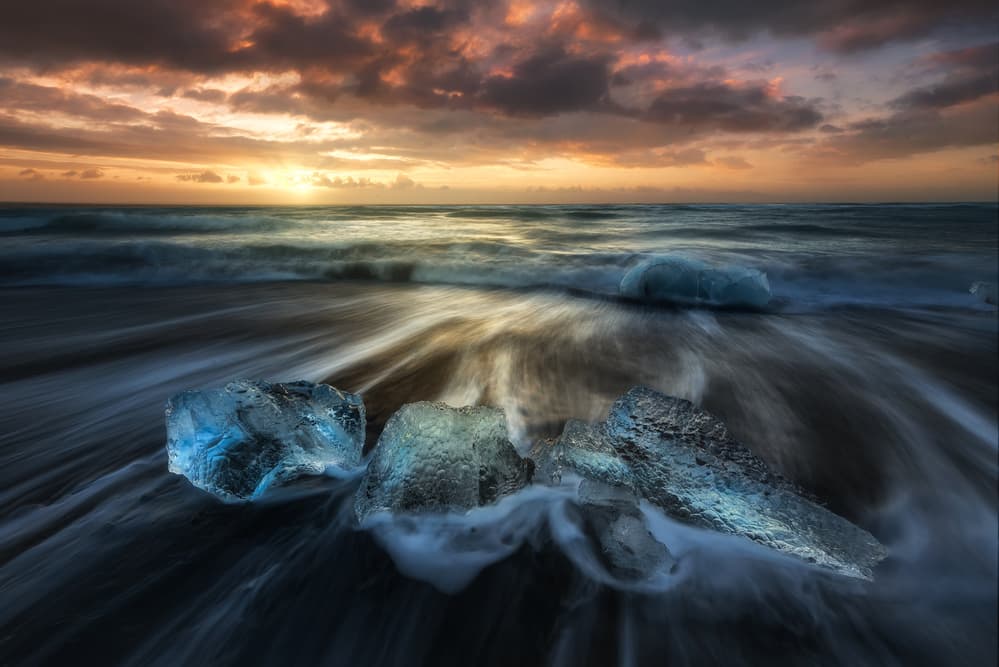 Icy Sunset Beach by David Martin Castan — canvas wall art