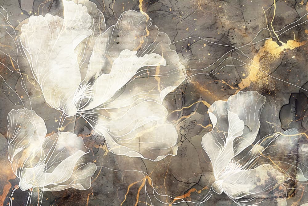 Golden Floral Abstract by Rafal Kulik — canvas wall art