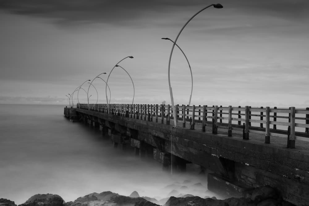 Misty Ocean Pier by Mehmet inal — canvas wall art