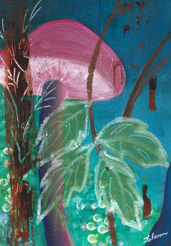 Vibrant Forest Mushroom by Sunet Theron — canvas wall art
