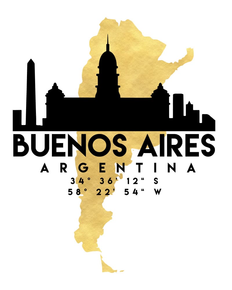 Golden Buenos Aires Skyline by Emiliano Deificus — canvas wall art