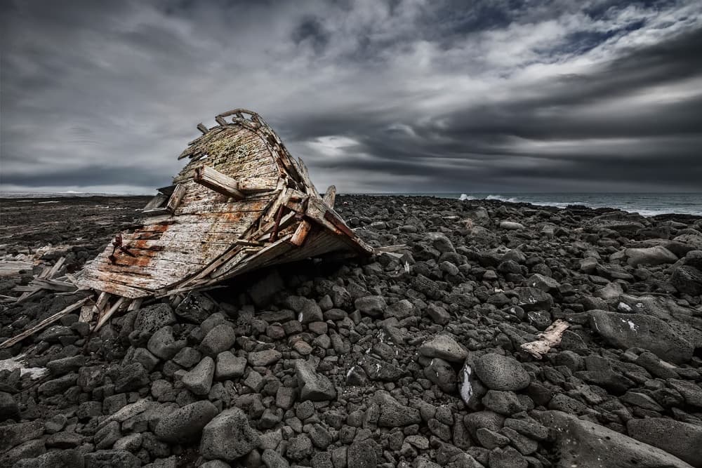 Abandoned Boat Wreck by Bragi Ingibergsson - BRIN — canvas wall art
