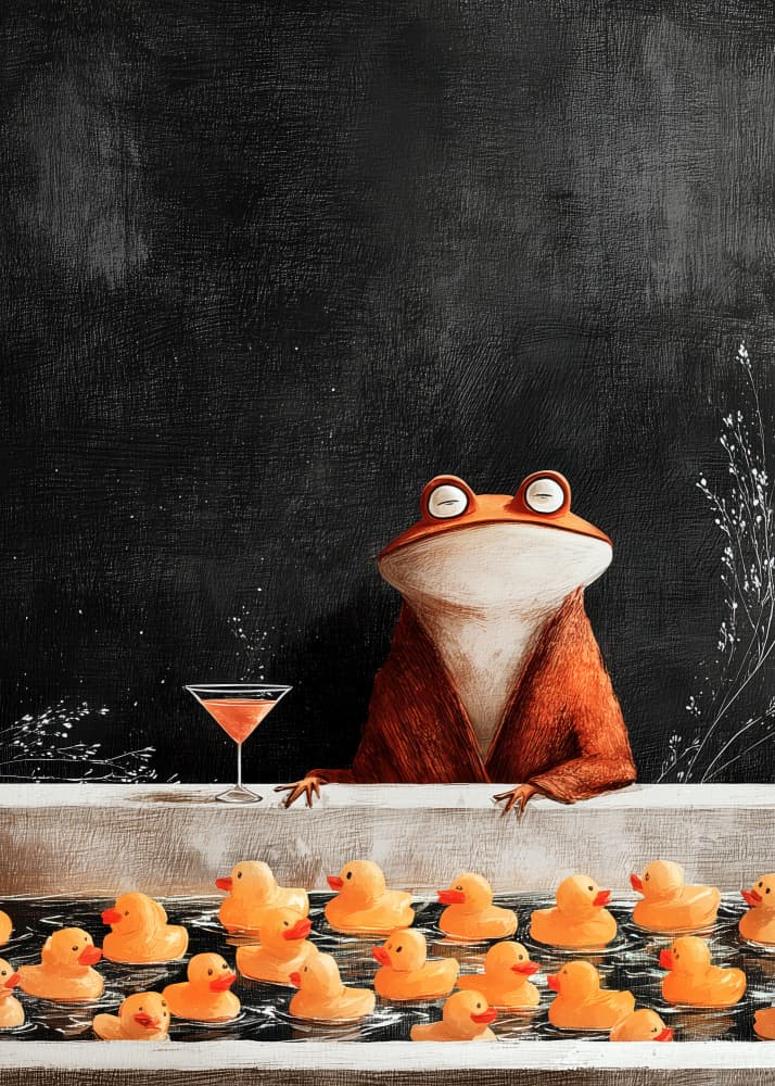 Dapper Frog Bathtub by Justyna Jaszke — canvas wall art