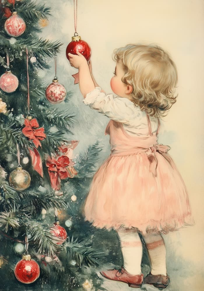 Young Girl At Christmas Eve by Pictufy Studio — canvas wall art