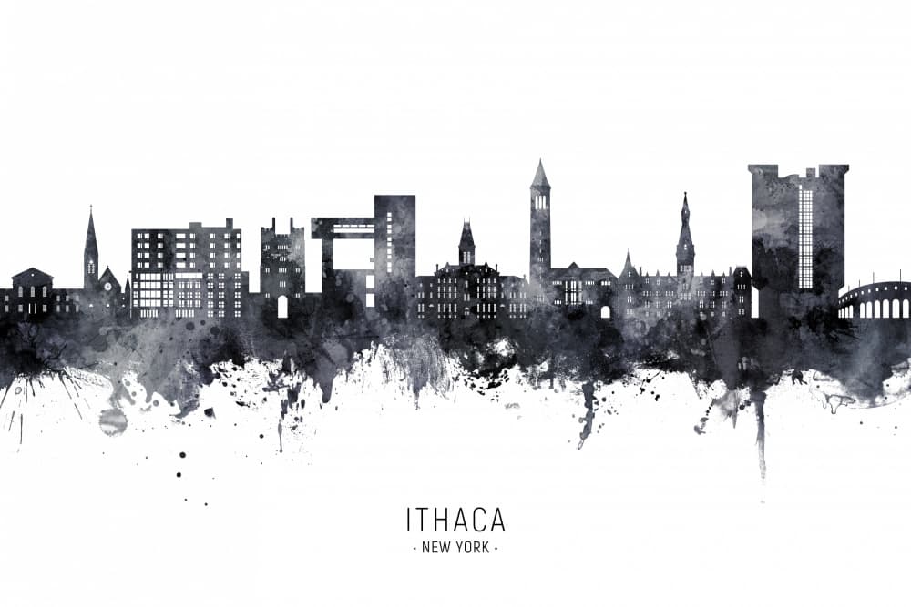 Ithaca New York Skyline by Michael Tompsett — canvas wall art
