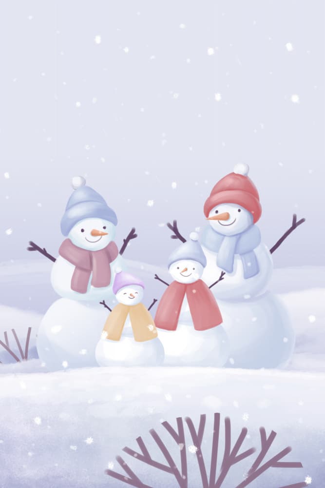 Happy Snowman Family by Xuan Thai — canvas wall art