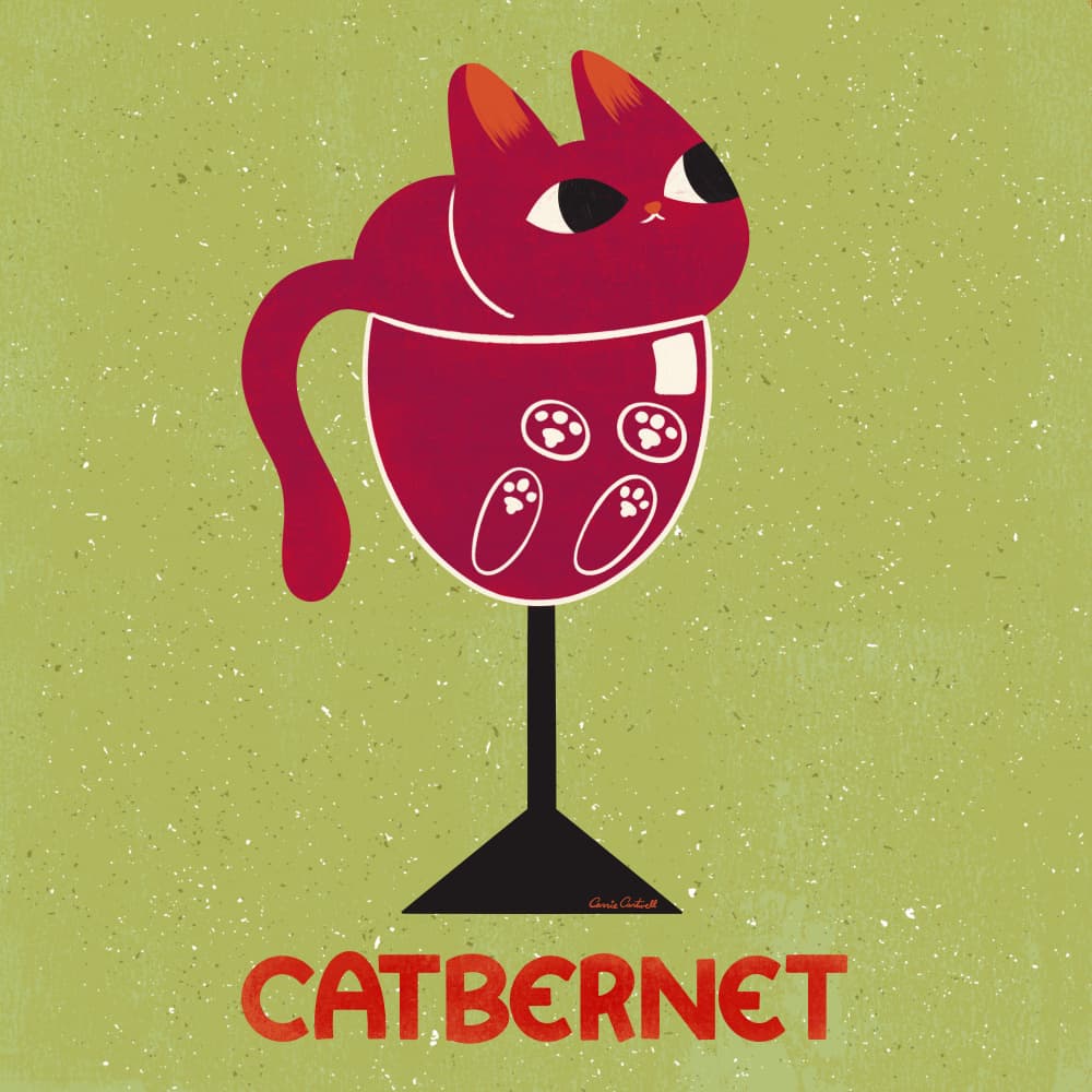 Catbernet by Carrie Cantwell — canvas wall art