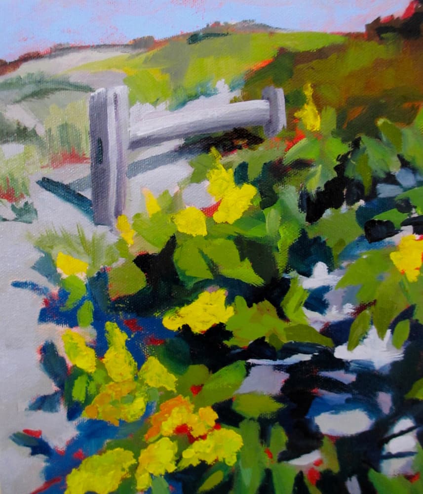 Sunny Path Yellow Flowers by Maxine Shore — canvas wall art