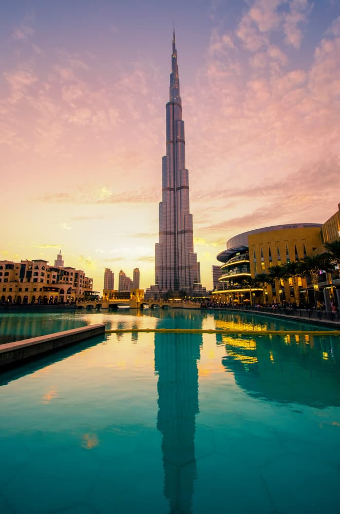 Burj Khalifa Sunset Reflection by Dan Edwards — canvas wall art