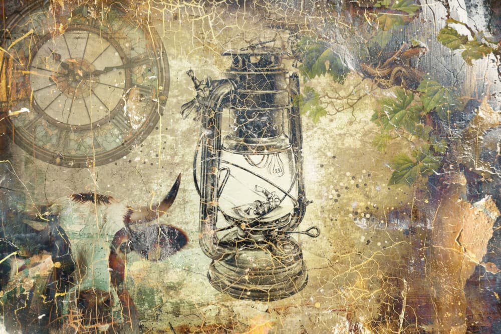 Vintage Lantern Clock by Rafal Kulik — canvas wall art