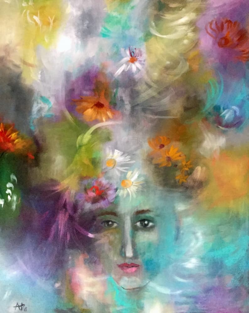 Floral Dream Portrait by Alexandra Higgins — canvas wall art